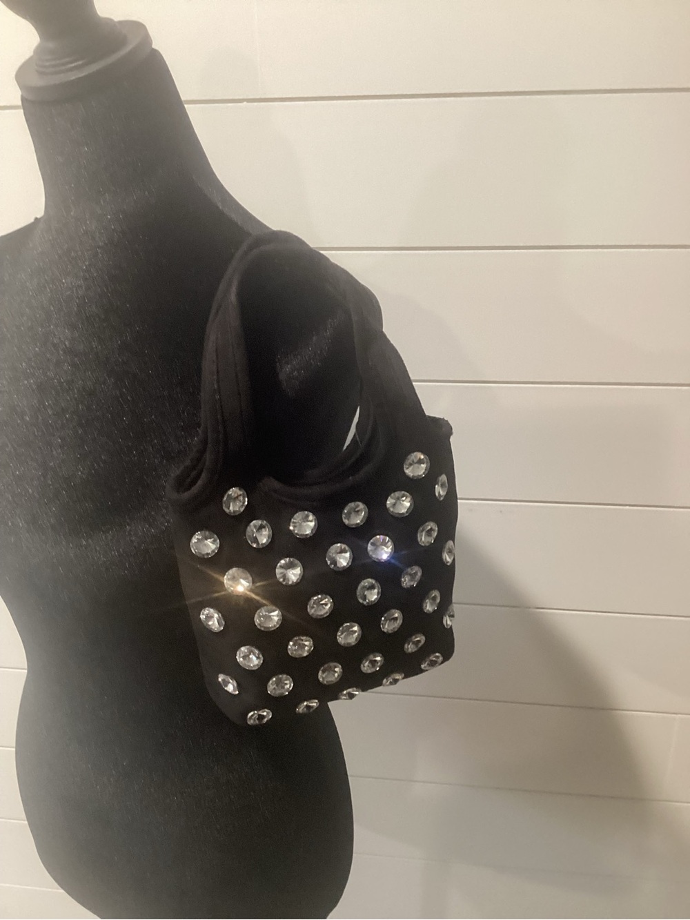 EGO Black Mini Tote with Crystal Stud Embellishments